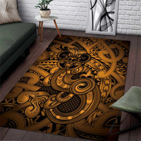 Aotearoa Maori Hei Tiki Area Rug Koura Kowhaiwhai Puhoro Motif LT9 Gold - Polynesian Pride