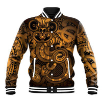 Aotearoa Maori Hei Tiki Baseball Jacket Koura Kowhaiwhai Puhoro Motif LT9 Unisex Gold - Polynesian Pride