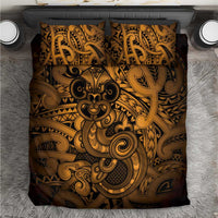 Aotearoa Maori Hei Tiki Bedding Set Koura Kowhaiwhai Puhoro Motif LT9 Gold - Polynesian Pride