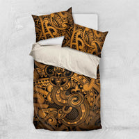 Aotearoa Maori Hei Tiki Bedding Set Koura Kowhaiwhai Puhoro Motif LT9 US Twin 172cm x 218cm Gold - Polynesian Pride