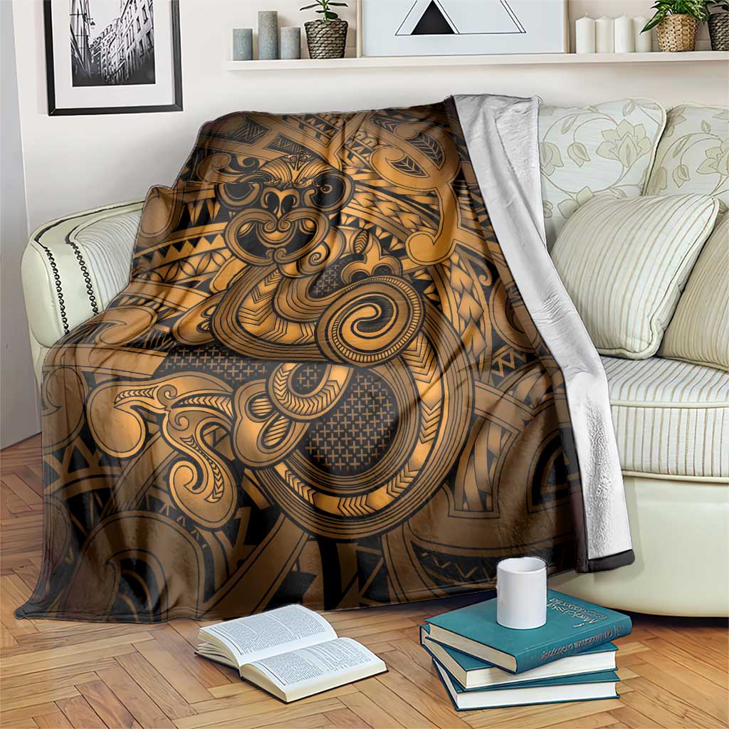 Aotearoa Maori Hei Tiki Blanket Koura Kowhaiwhai Puhoro Motif LT9 Gold - Polynesian Pride