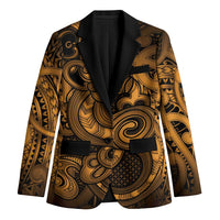 Aotearoa Maori Hei Tiki Blazer Koura Kowhaiwhai Puhoro Motif LT9 Unisex Gold - Polynesian Pride