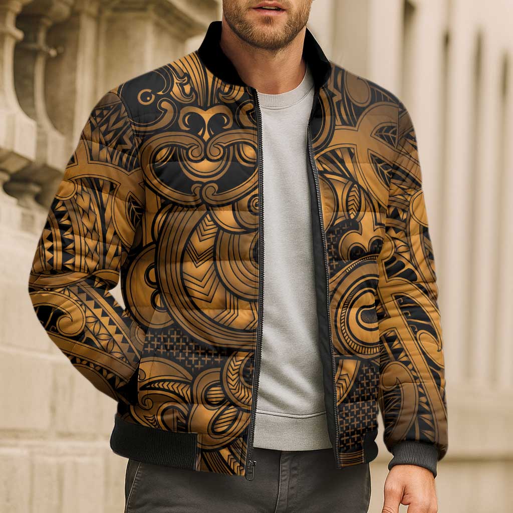 Aotearoa Maori Hei Tiki Bomber Puffer Jacket Koura Kowhaiwhai Puhoro Motif LT9 - Polynesian Pride