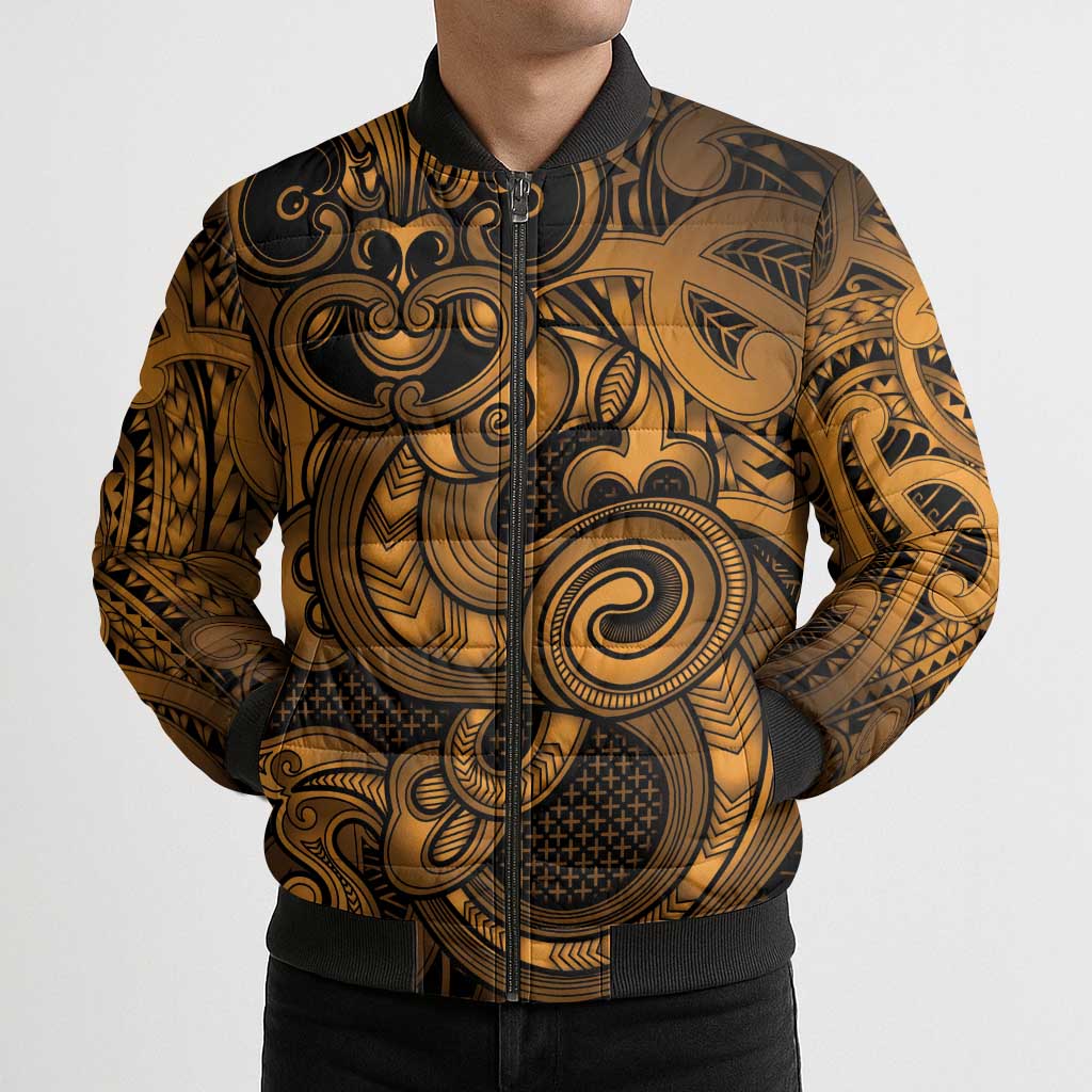 Aotearoa Maori Hei Tiki Bomber Puffer Jacket Koura Kowhaiwhai Puhoro Motif LT9 - Polynesian Pride