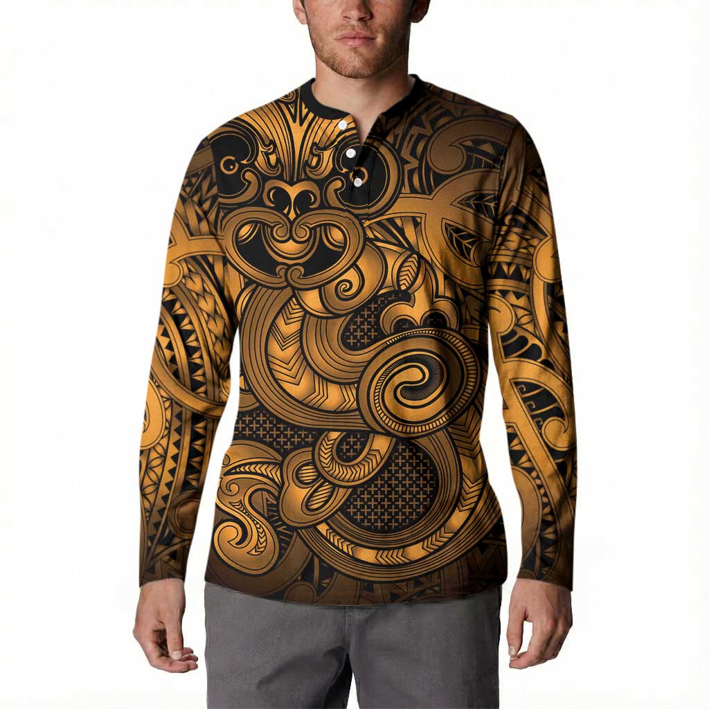 Aotearoa Maori Hei Tiki Button Sweatshirt Koura Kowhaiwhai Puhoro Motif LT9 - Polynesian Pride