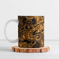 Aotearoa Maori Hei Tiki Ceramic Mug Koura Kowhaiwhai Puhoro Motif