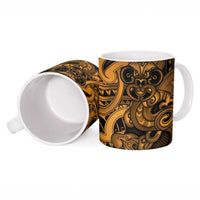 Aotearoa Maori Hei Tiki Ceramic Mug Koura Kowhaiwhai Puhoro Motif