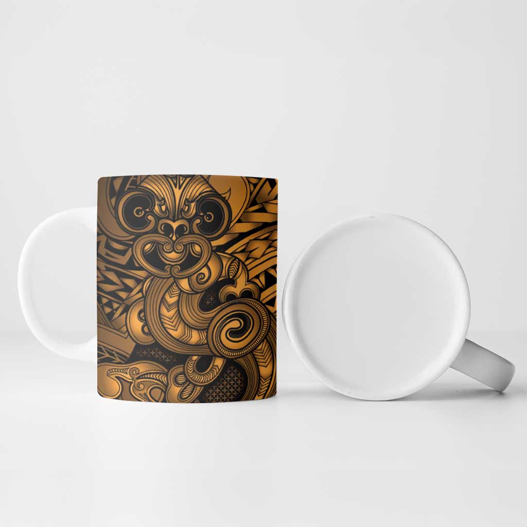 Aotearoa Maori Hei Tiki Ceramic Mug Koura Kowhaiwhai Puhoro Motif