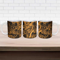 Aotearoa Maori Hei Tiki Ceramic Mug Koura Kowhaiwhai Puhoro Motif