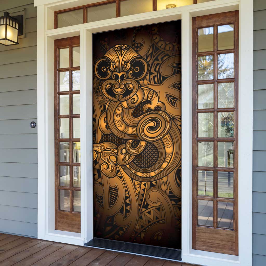 Aotearoa Maori Hei Tiki Door Cover Koura Kowhaiwhai Puhoro Motif