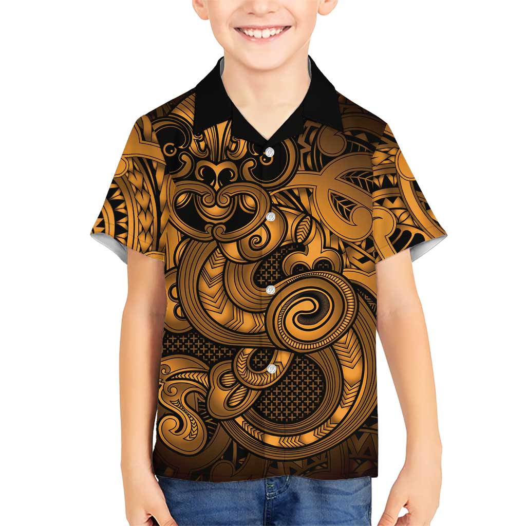 Aotearoa Maori Hei Tiki Family Matching Off Shoulder Short Dress and Hawaiian Shirt Koura Kowhaiwhai Puhoro Motif