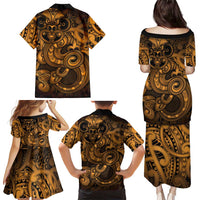 Aotearoa Maori Hei Tiki Family Matching Puletasi and Hawaiian Shirt Koura Kowhaiwhai Puhoro Motif
