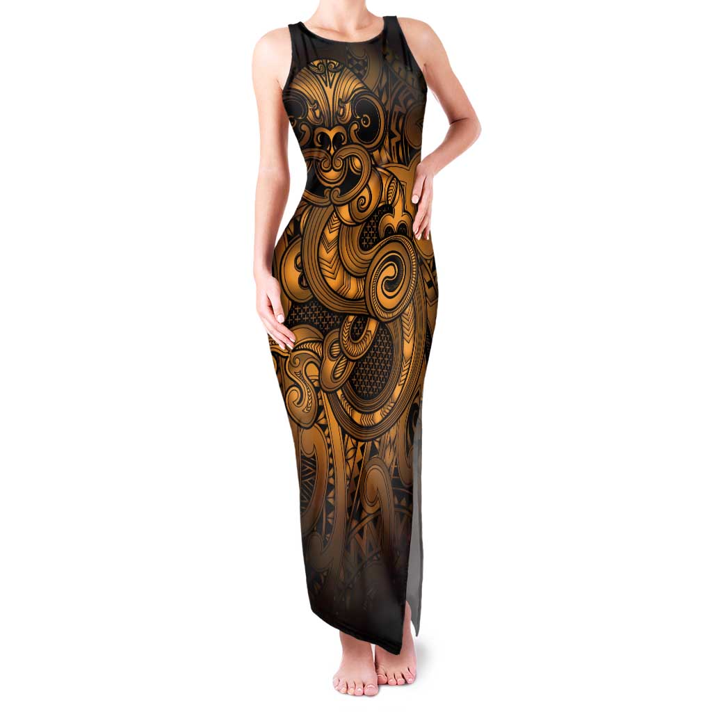 Aotearoa Maori Hei Tiki Family Matching Tank Maxi Dress and Hawaiian Shirt Koura Kowhaiwhai Puhoro Motif