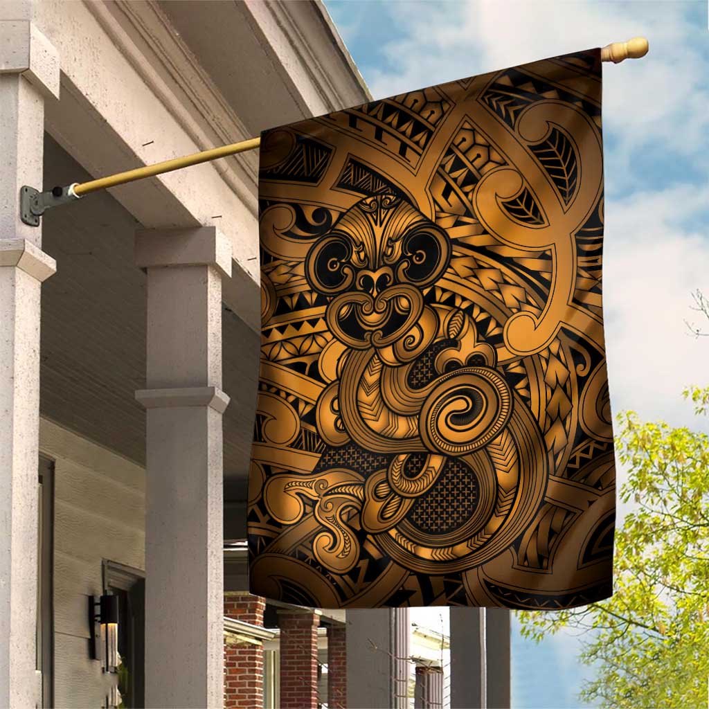 Aotearoa Maori Hei Tiki Garden Flag Koura Kowhaiwhai Puhoro Motif LT9 House Flag Gold - Polynesian Pride