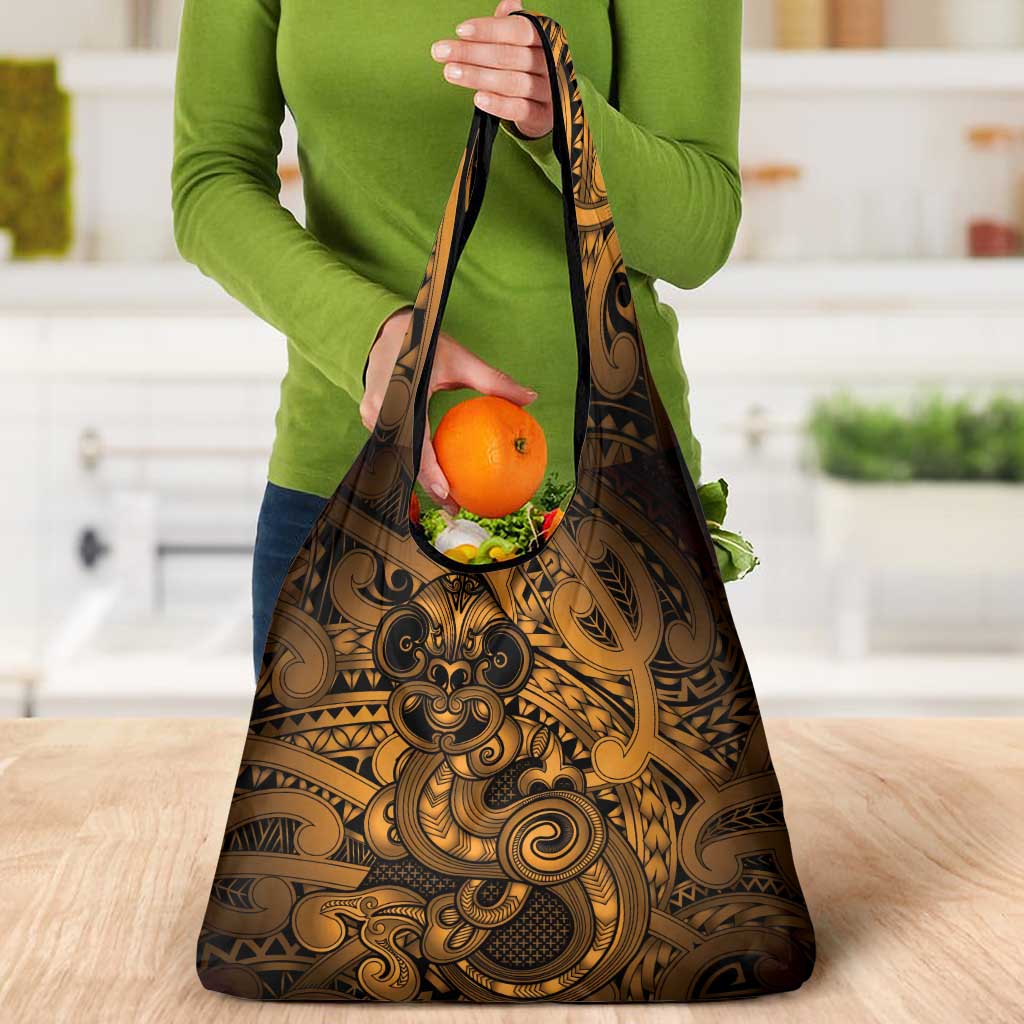 Aotearoa Maori Hei Tiki Grocery Bag Koura Kowhaiwhai Puhoro Motif