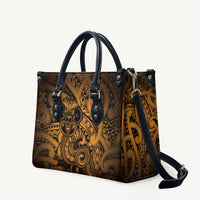 Aotearoa Maori Hei Tiki Leather Bag Koura Kowhaiwhai Puhoro Motif