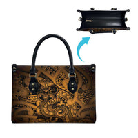 Aotearoa Maori Hei Tiki Leather Bag Koura Kowhaiwhai Puhoro Motif