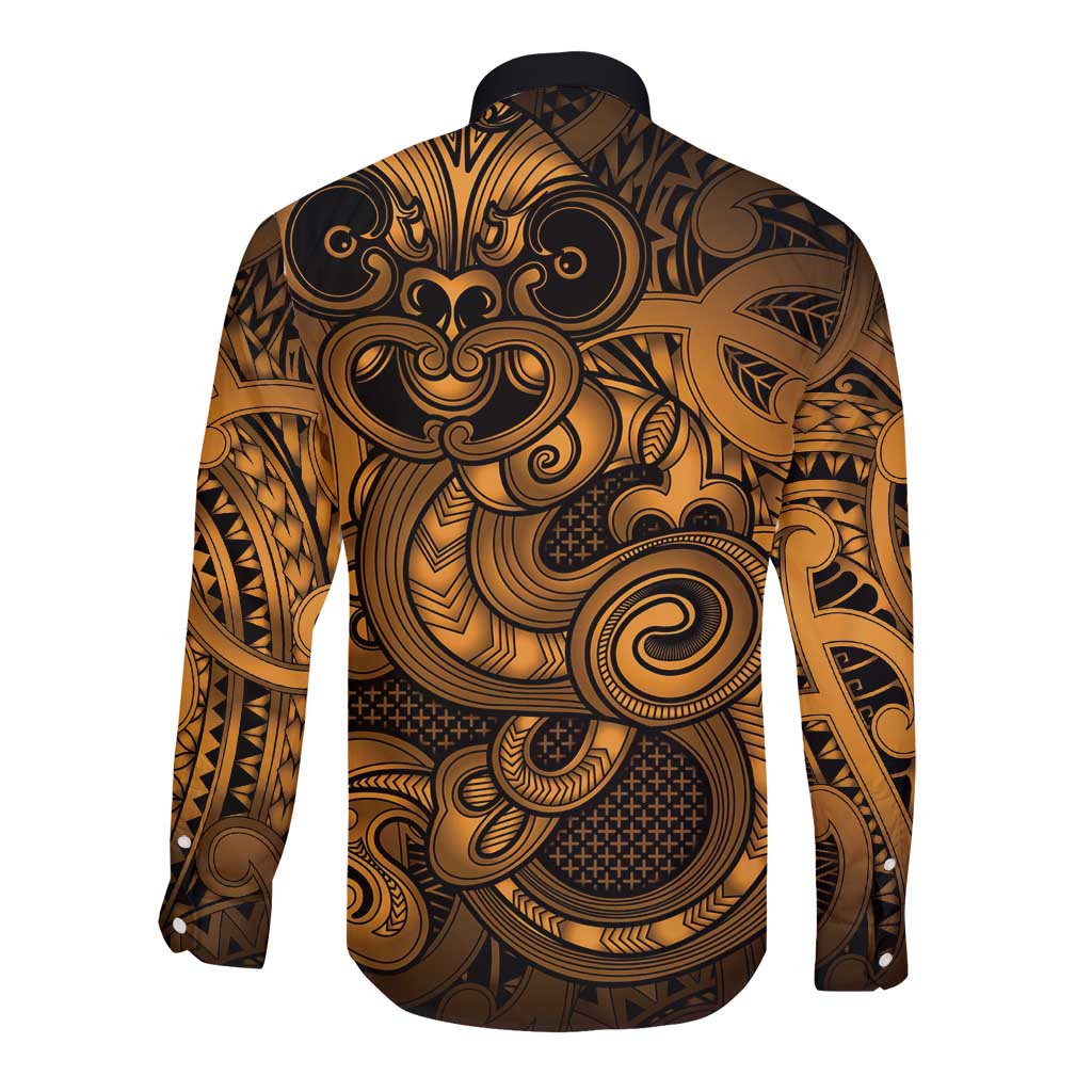 Aotearoa Maori Hei Tiki Long Sleeve Button Shirt Koura Kowhaiwhai Puhoro Motif LT9 - Polynesian Pride
