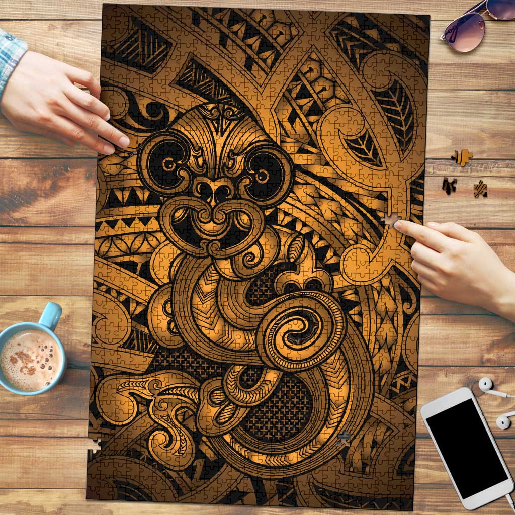 Aotearoa Maori Hei Tiki Puzzle Koura Kowhaiwhai Puhoro Motif LT9 Gold - Polynesian Pride