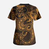 Aotearoa Maori Hei Tiki Scrub Top Koura Kowhaiwhai Puhoro Motif LT9 - Polynesian Pride