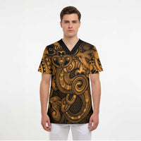 Aotearoa Maori Hei Tiki Scrub Top Koura Kowhaiwhai Puhoro Motif LT9 - Polynesian Pride