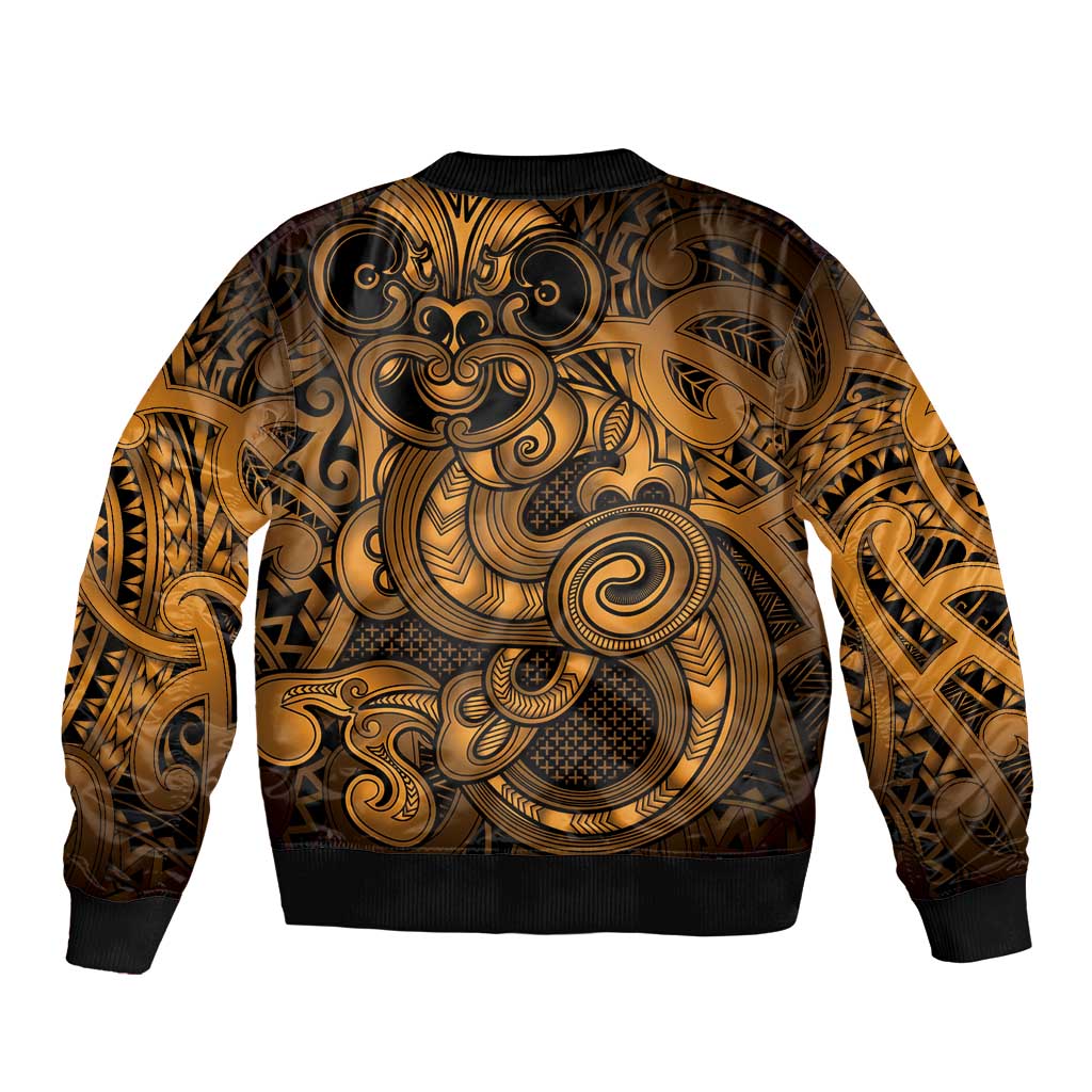 Aotearoa Maori Hei Tiki Sleeve Zip Bomber Jacket Koura Kowhaiwhai Puhoro Motif LT9 - Polynesian Pride