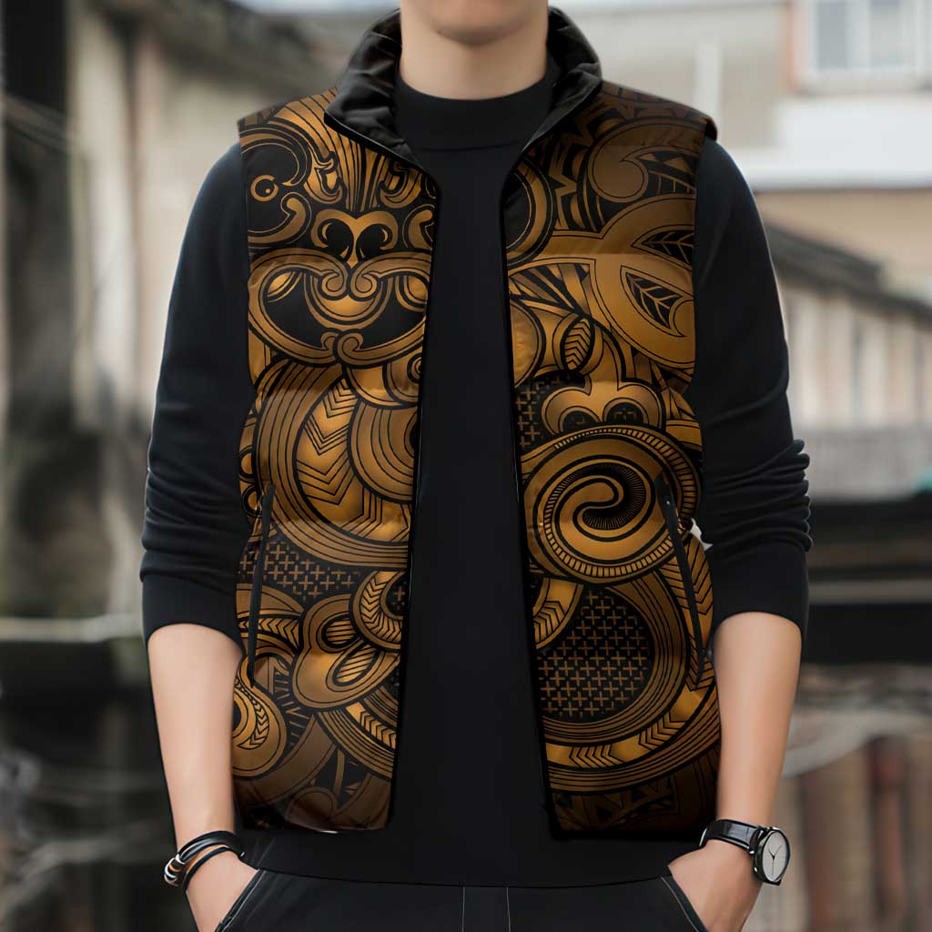 Aotearoa Maori Hei Tiki Sleeveless Puffer Jacket Koura Kowhaiwhai Puhoro Motif
