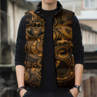 Aotearoa Maori Hei Tiki Sleeveless Puffer Jacket Koura Kowhaiwhai Puhoro Motif