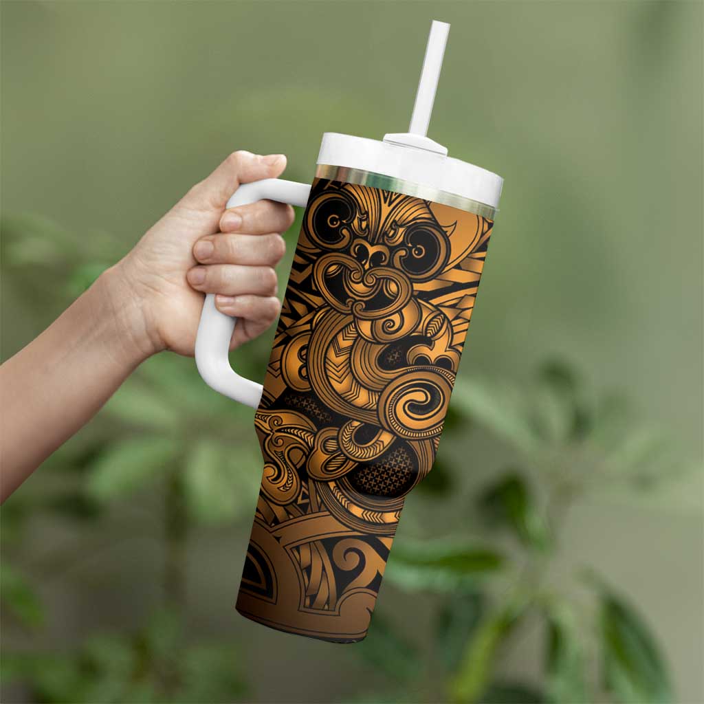 Aotearoa Maori Hei Tiki Tumbler With Handle Koura Kowhaiwhai Puhoro Motif LT9 - Polynesian Pride