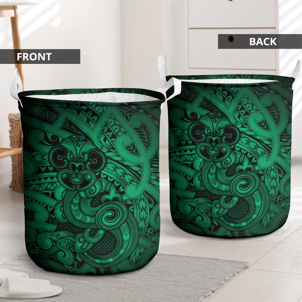 Aotearoa Maori Hei Tiki Laundry Basket Kakariki Kowhaiwhai Puhoro Motif LT9 - Polynesian Pride