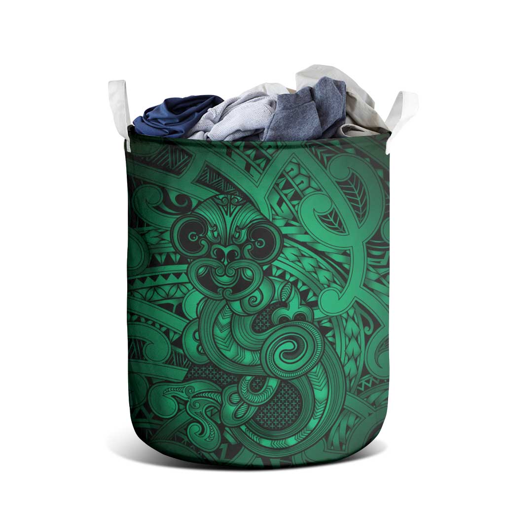 Aotearoa Maori Hei Tiki Laundry Basket Kakariki Kowhaiwhai Puhoro Motif LT9 - Polynesian Pride