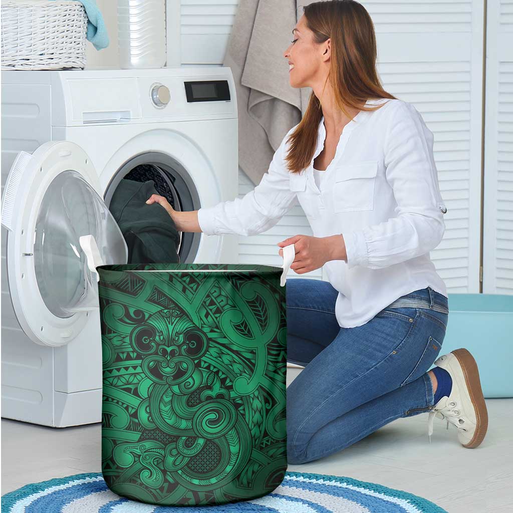 Aotearoa Maori Hei Tiki Laundry Basket Kakariki Kowhaiwhai Puhoro Motif LT9 - Polynesian Pride
