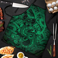 Aotearoa Maori Hei Tiki Apron Kakariki Kowhaiwhai Puhoro Motif LT9 Green - Polynesian Pride