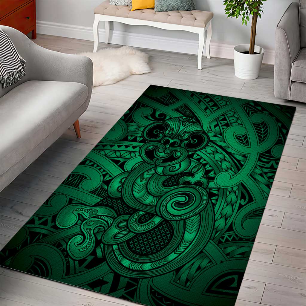 Aotearoa Maori Hei Tiki Area Rug Kakariki Kowhaiwhai Puhoro Motif LT9 - Polynesian Pride