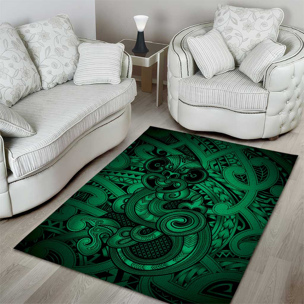 Aotearoa Maori Hei Tiki Area Rug Kakariki Kowhaiwhai Puhoro Motif LT9 - Polynesian Pride
