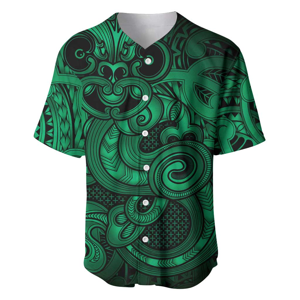 Aotearoa Maori Hei Tiki Baseball Jersey Kakariki Kowhaiwhai Puhoro Motif