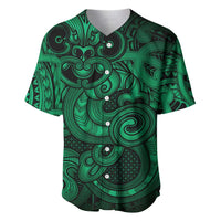 Aotearoa Maori Hei Tiki Baseball Jersey Kakariki Kowhaiwhai Puhoro Motif