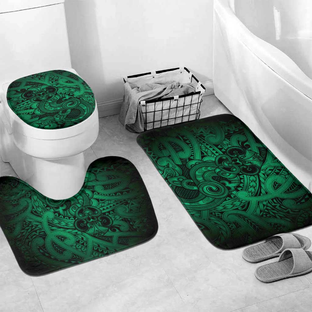 Aotearoa Maori Hei Tiki Bathroom Set Kakariki Kowhaiwhai Puhoro Motif LT9 Mat Set Only (3 pcs) One Size Green - Polynesian Pride