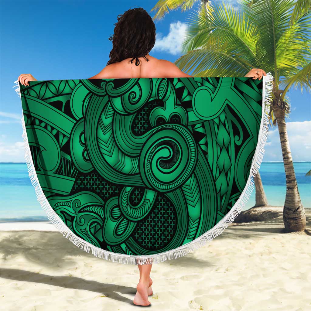 Aotearoa Maori Hei Tiki Beach Blanket Kakariki Kowhaiwhai Puhoro Motif LT9 - Polynesian Pride