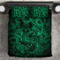Aotearoa Maori Hei Tiki Bedding Set Kakariki Kowhaiwhai Puhoro Motif LT9 Green - Polynesian Pride