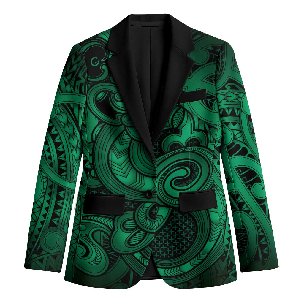 Aotearoa Maori Hei Tiki Blazer Kakariki Kowhaiwhai Puhoro Motif LT9 Unisex Green - Polynesian Pride
