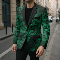 Aotearoa Maori Hei Tiki Blazer Kakariki Kowhaiwhai Puhoro Motif LT9 - Polynesian Pride