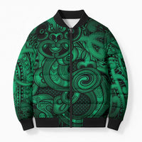 Aotearoa Maori Hei Tiki Bomber Puffer Jacket Kakariki Kowhaiwhai Puhoro Motif LT9 Unisex Green - Polynesian Pride