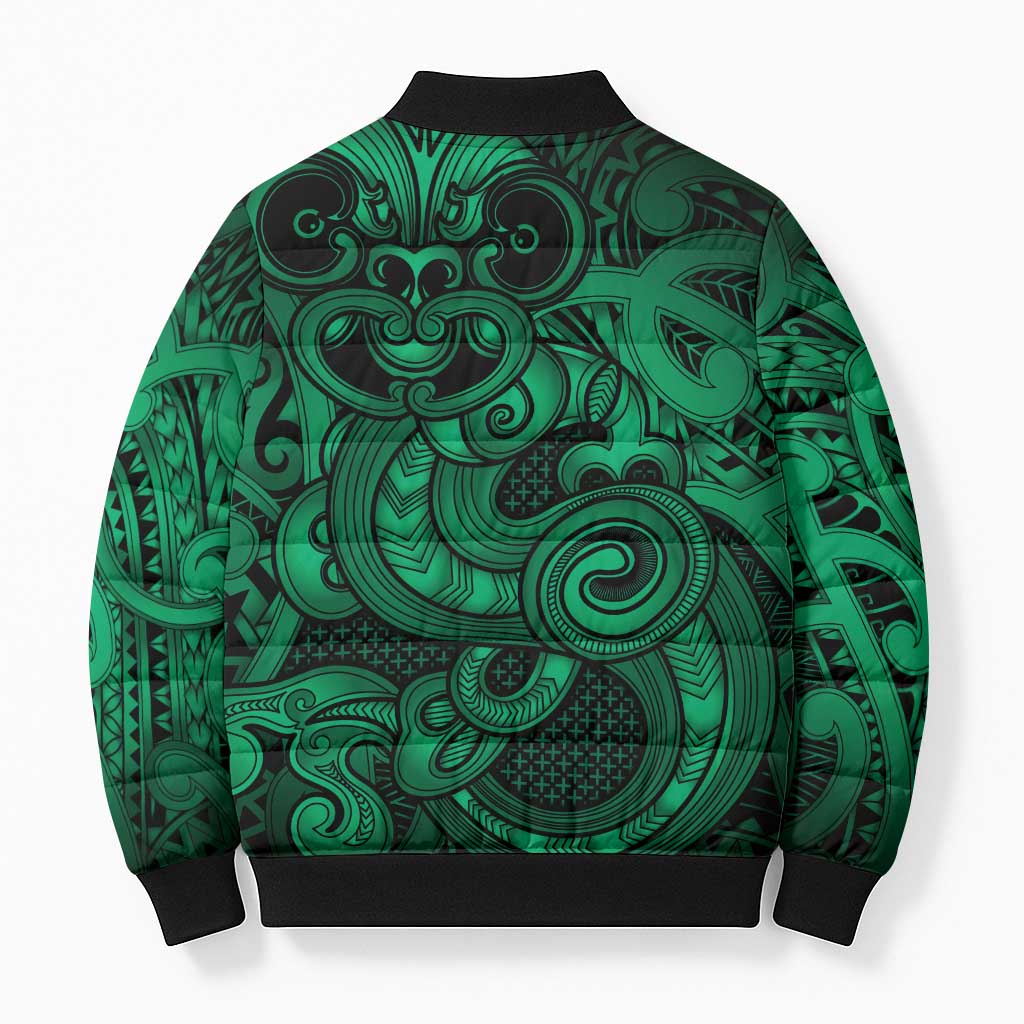 Aotearoa Maori Hei Tiki Bomber Puffer Jacket Kakariki Kowhaiwhai Puhoro Motif LT9 - Polynesian Pride