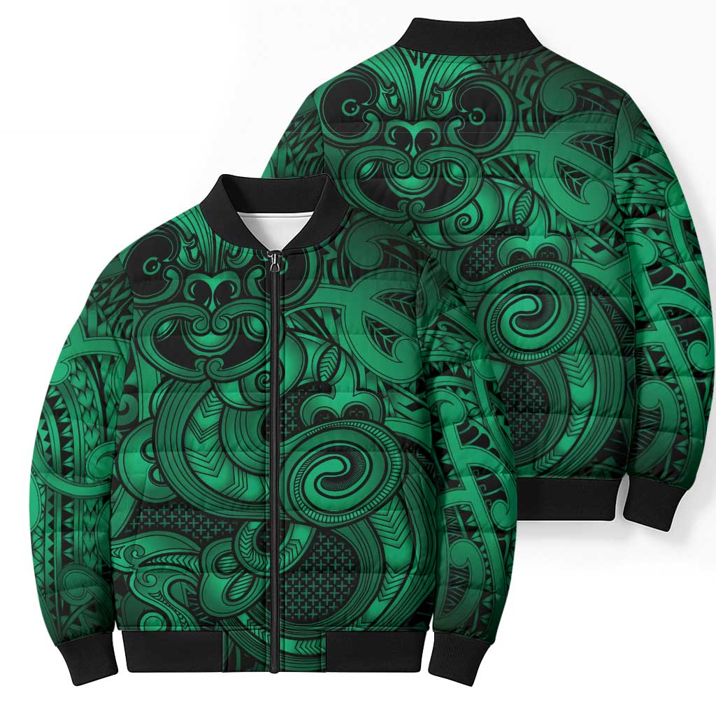 Aotearoa Maori Hei Tiki Bomber Puffer Jacket Kakariki Kowhaiwhai Puhoro Motif LT9 - Polynesian Pride