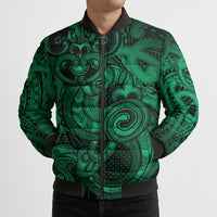 Aotearoa Maori Hei Tiki Bomber Puffer Jacket Kakariki Kowhaiwhai Puhoro Motif LT9 - Polynesian Pride