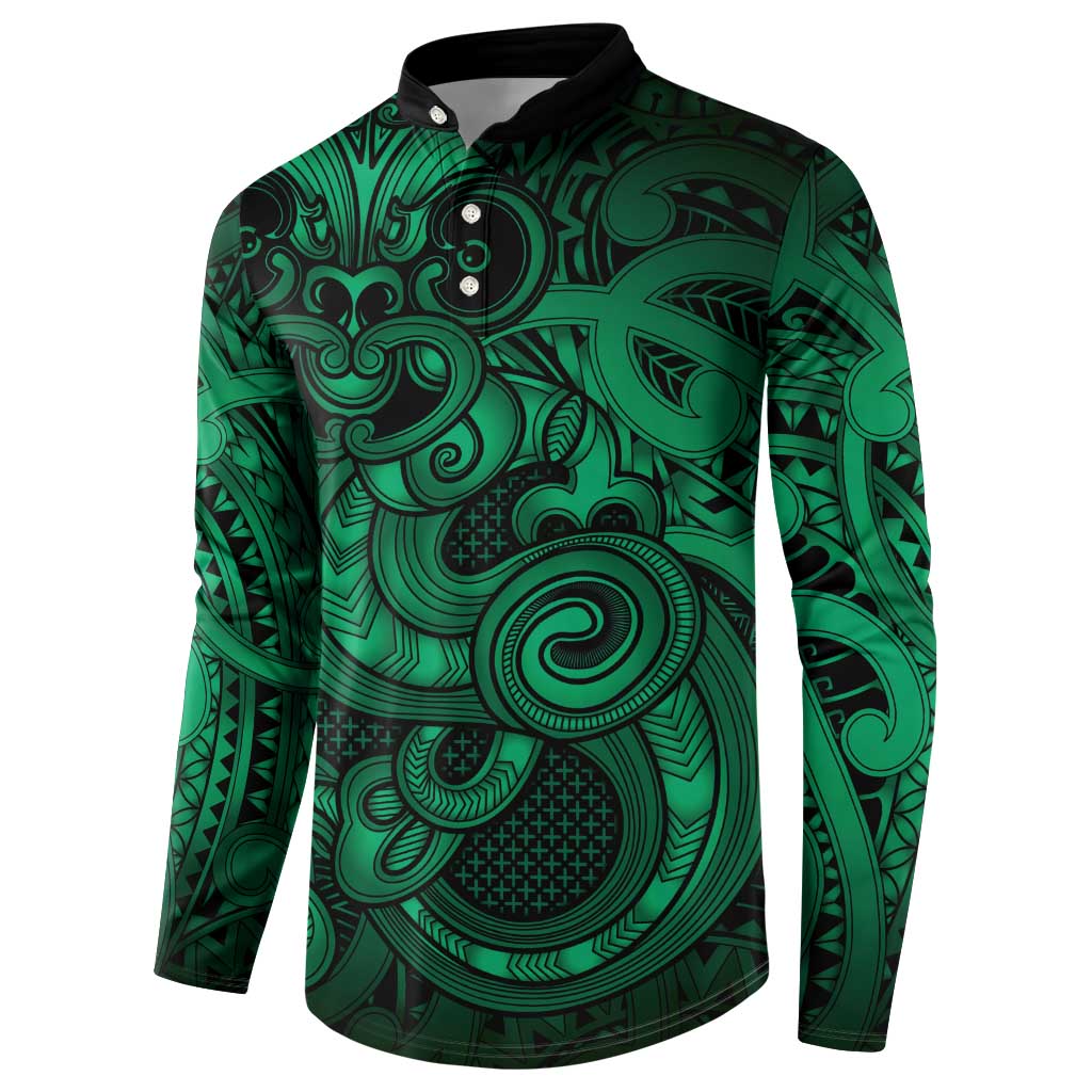 Aotearoa Maori Hei Tiki Button Sweatshirt Kakariki Kowhaiwhai Puhoro Motif LT9 - Polynesian Pride