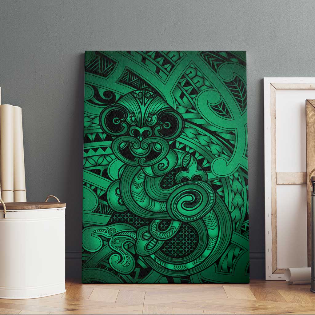 Aotearoa Maori Hei Tiki Canvas Wall Art Kakariki Kowhaiwhai Puhoro Motif LT9 - Polynesian Pride