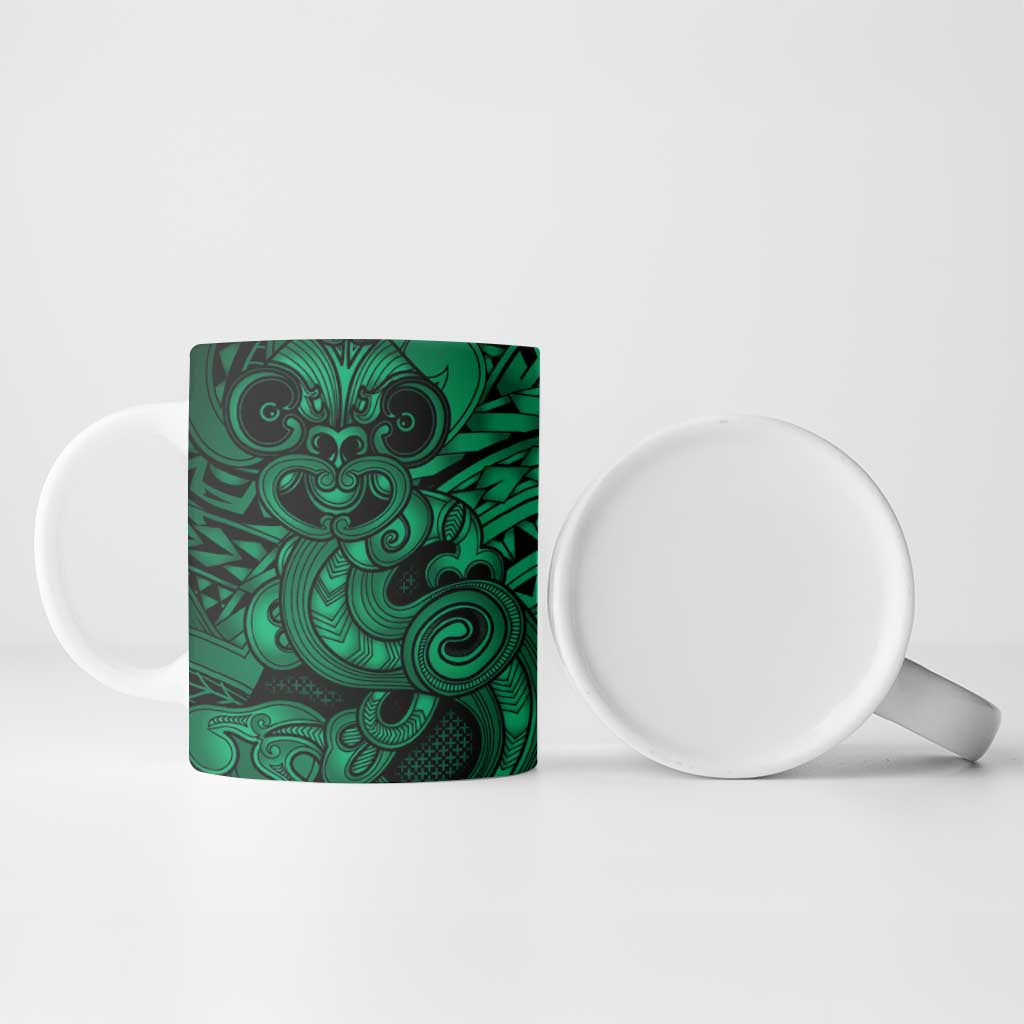Aotearoa Maori Hei Tiki Ceramic Mug Kakariki Kowhaiwhai Puhoro Motif LT9 - Polynesian Pride