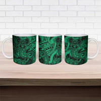 Aotearoa Maori Hei Tiki Ceramic Mug Kakariki Kowhaiwhai Puhoro Motif LT9 - Polynesian Pride